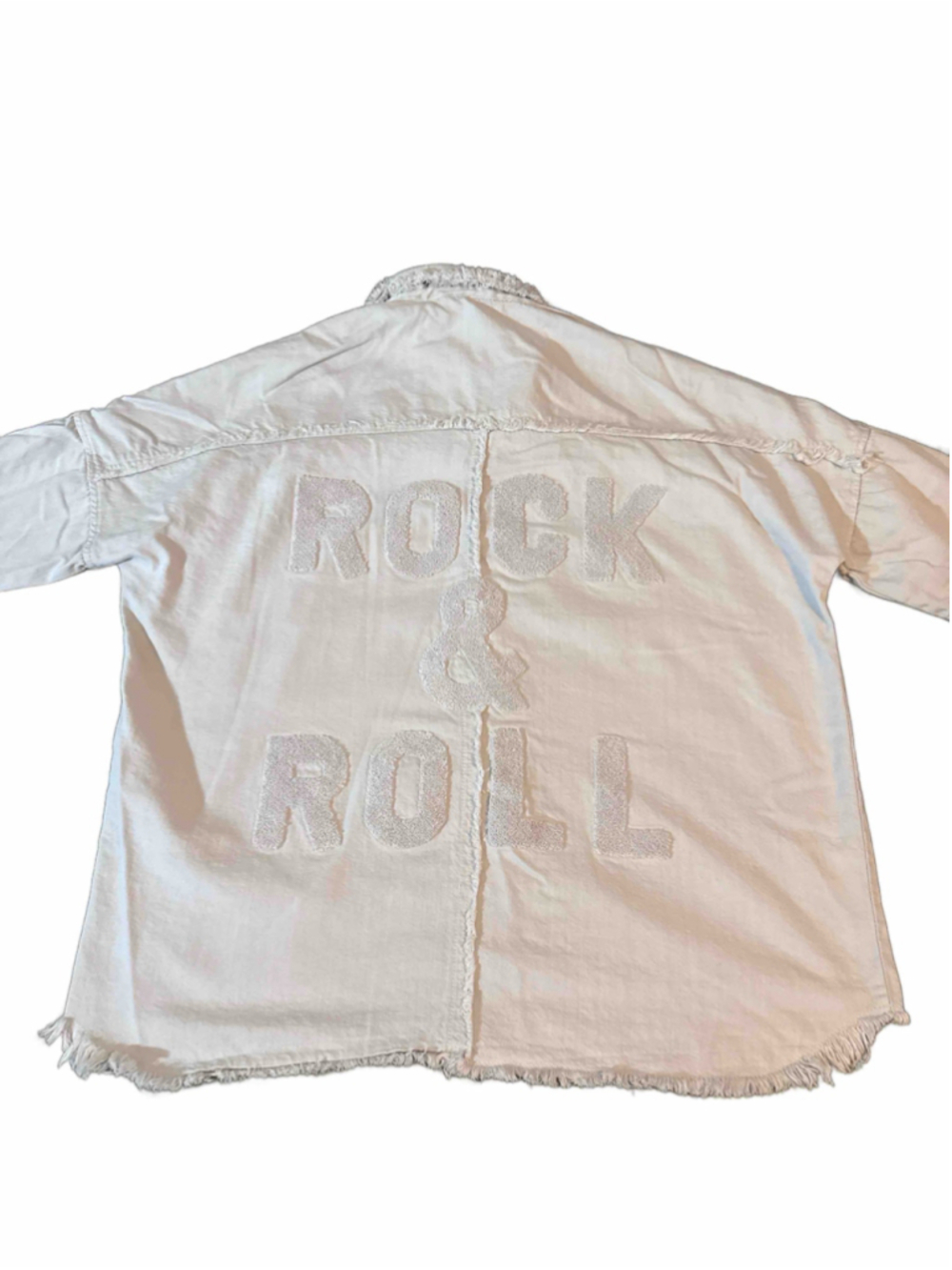 Women's Rock & Roll Distressed Jean Jacket White Size M